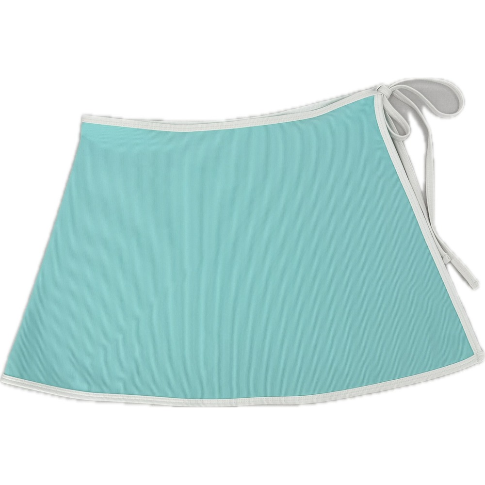 Wilo The Label aqua/turquoise ribbed wrap mini skirt, size M